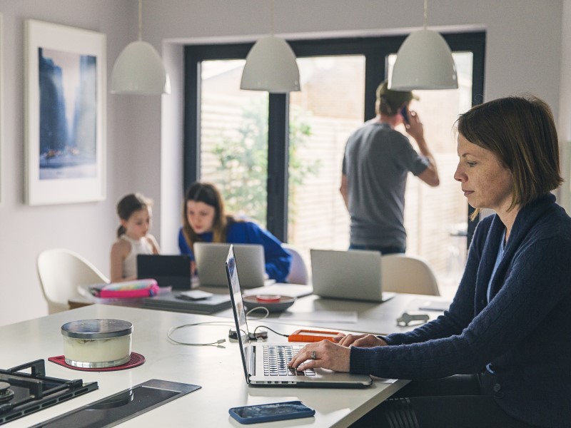 Employees working from home during COVID-19