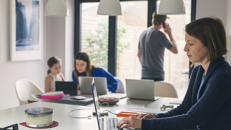 Employees working from home during COVID-19