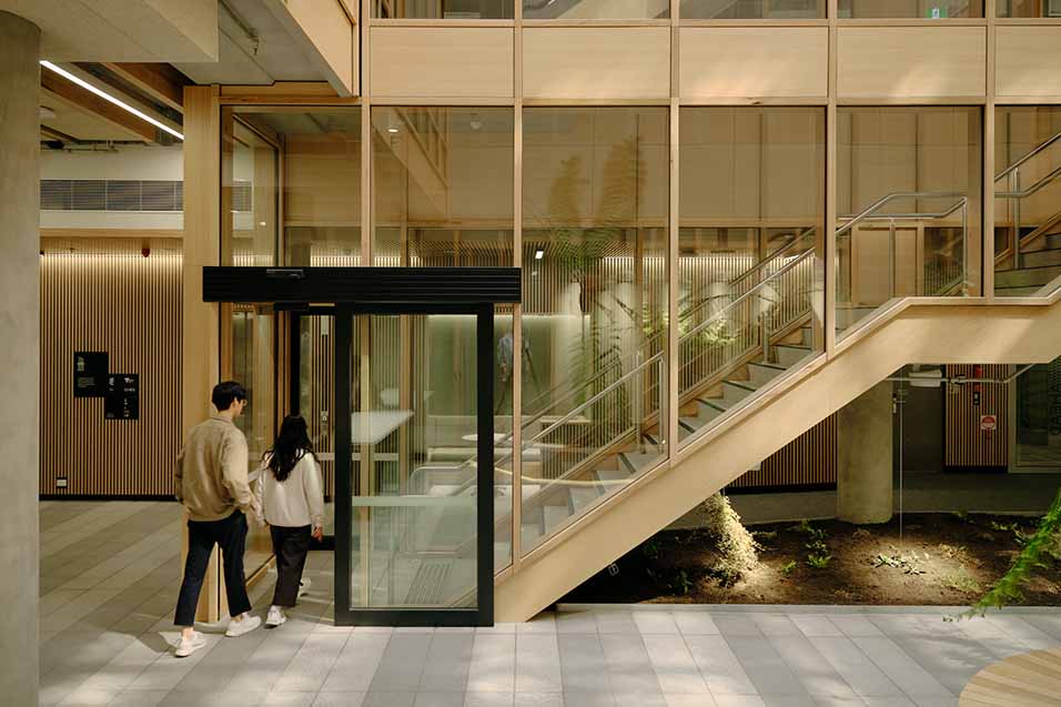 Employee entering the staircase 