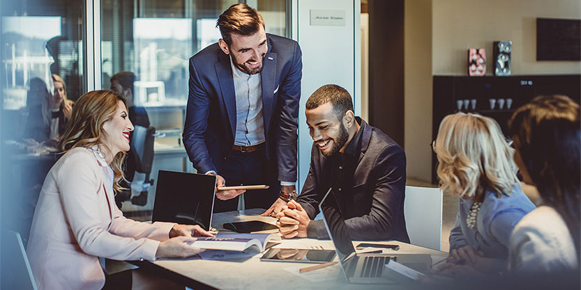 Employees at workstation