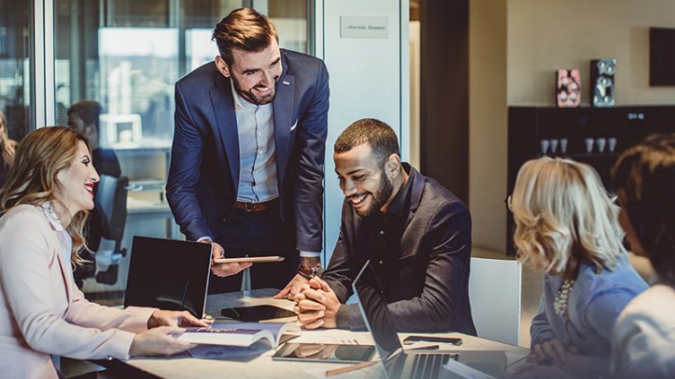 Employees at workstation