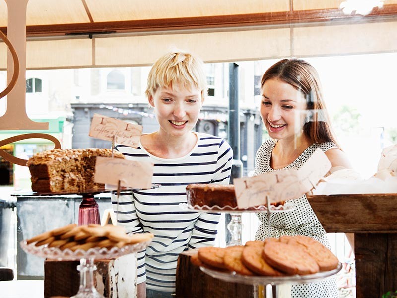 Girls in food corner