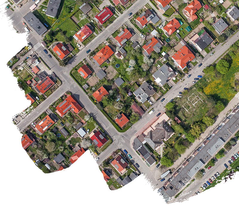 aerial view of residential houses