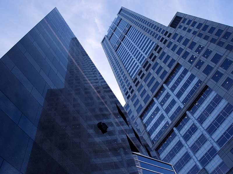 View of high rise building from the bottom