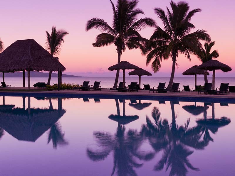 A beautiful Sunset beach view in Fiji denarau island 