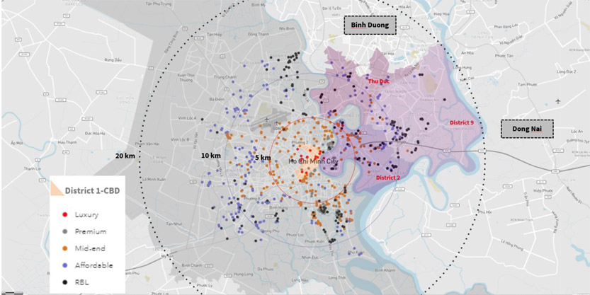 Map of HCMC’s cumulative launches at end-3Q20
