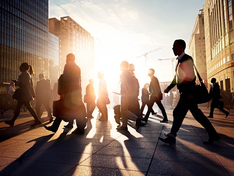 People returning from the work in evening 