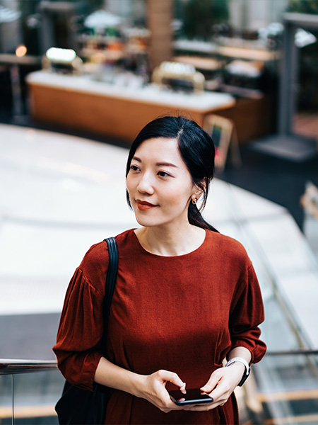 Young girl on escalator