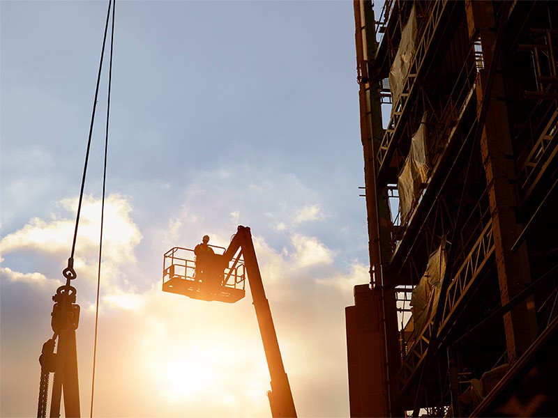 Crane at building construction