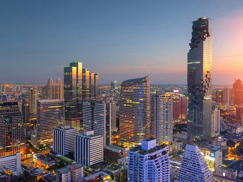 Bangkok city skyline during sunset