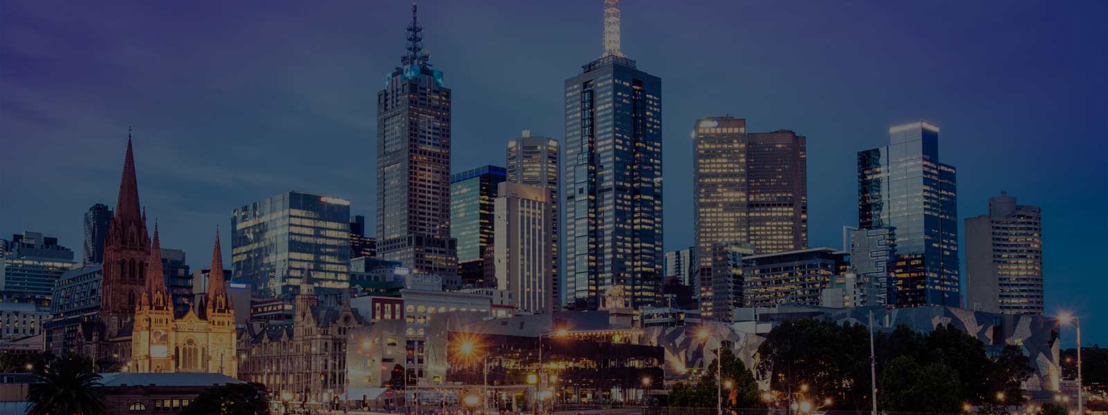 Melbourne city skyscraper night view
