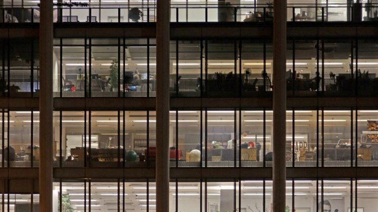 night view of office building