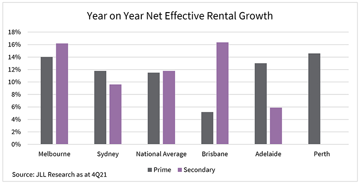Year on year net effective rental growth