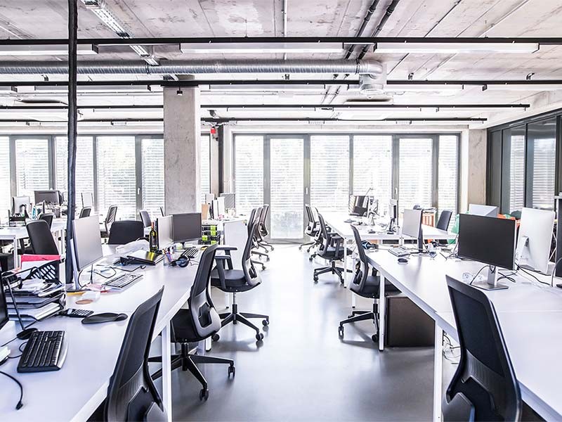 View of the workstations inside JLL office building