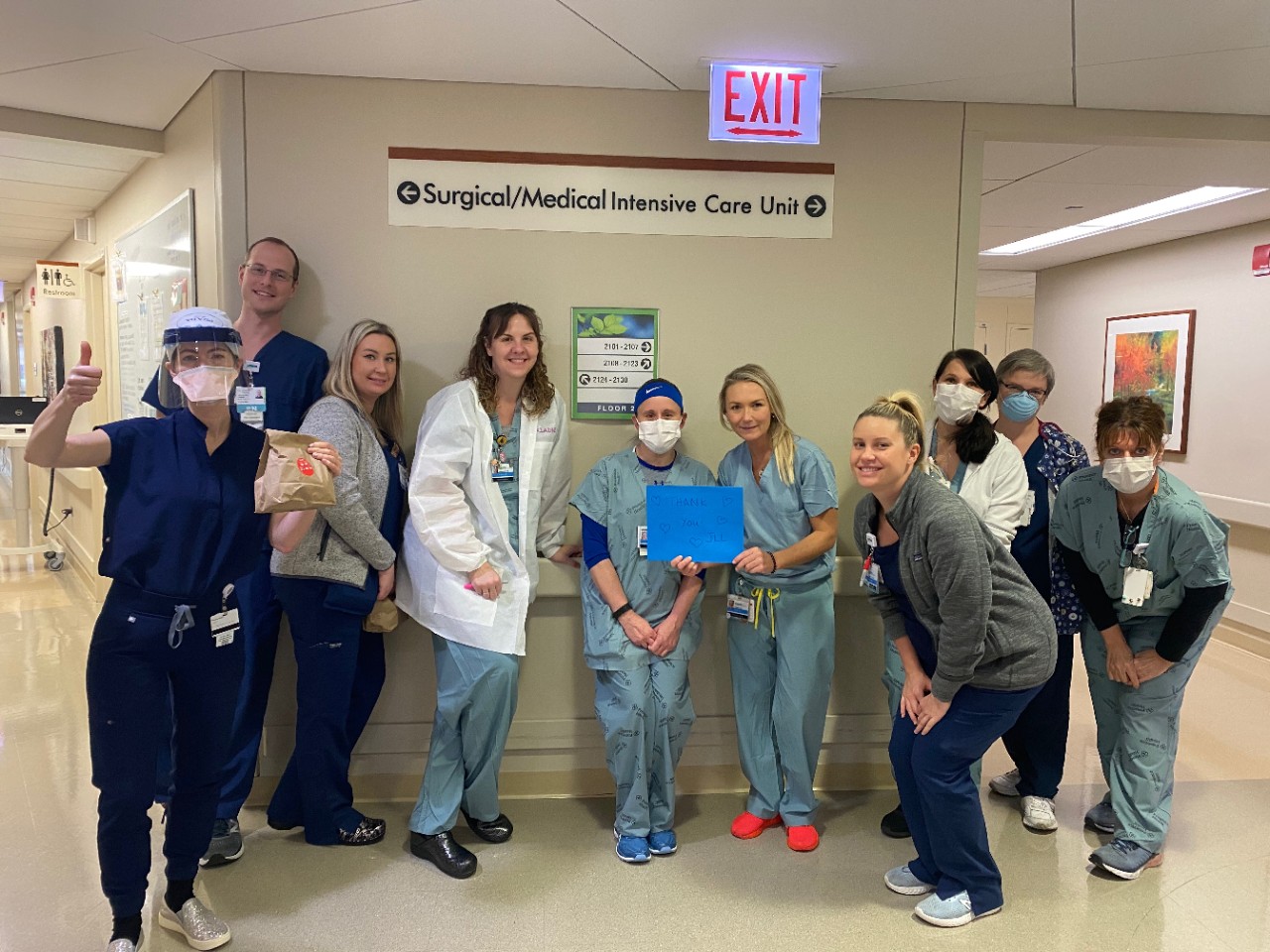 Group picture of the medical team inside the hospital