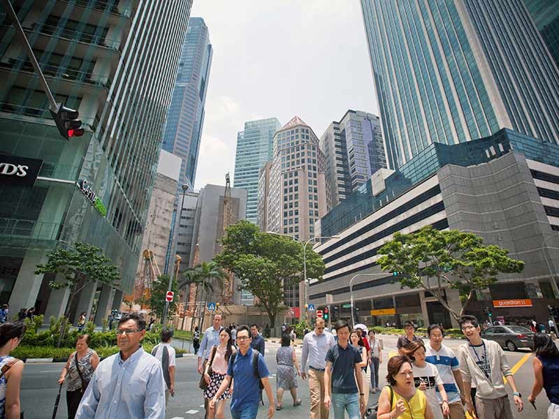 People in front of building